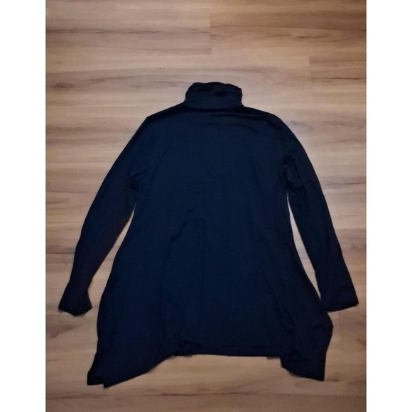 Womens Soft Surroundings Ruched Mock Neck Black‎ Minimalist Tunic Top - Picture 2 of 6